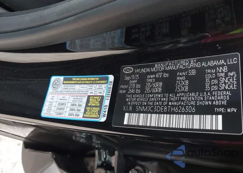 2026 Hyundai Tucson Sel Premium из США, поврежденный, VIN 5NMJC3DE8TH626306